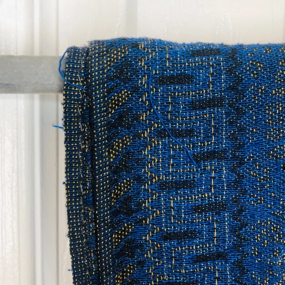 Chic Blue Paisley Shawl / Scarf with Fringe (M-L)
